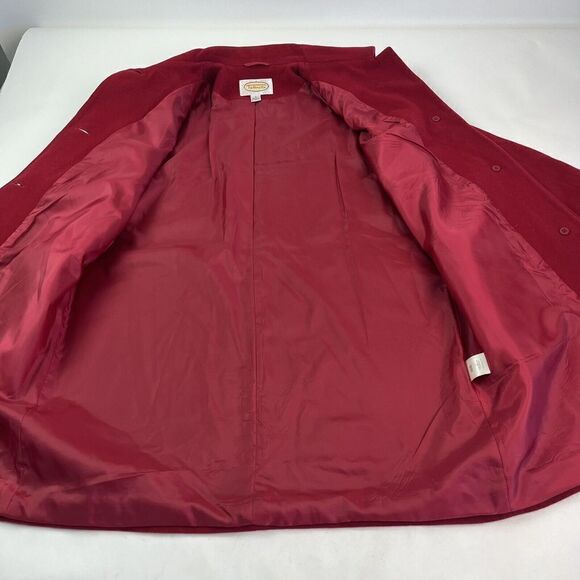 Vintage Talbots Red Wool Blend Coat Size 8 Overcoat Peacoat Patch pockets Lined - Picture 11 of 13